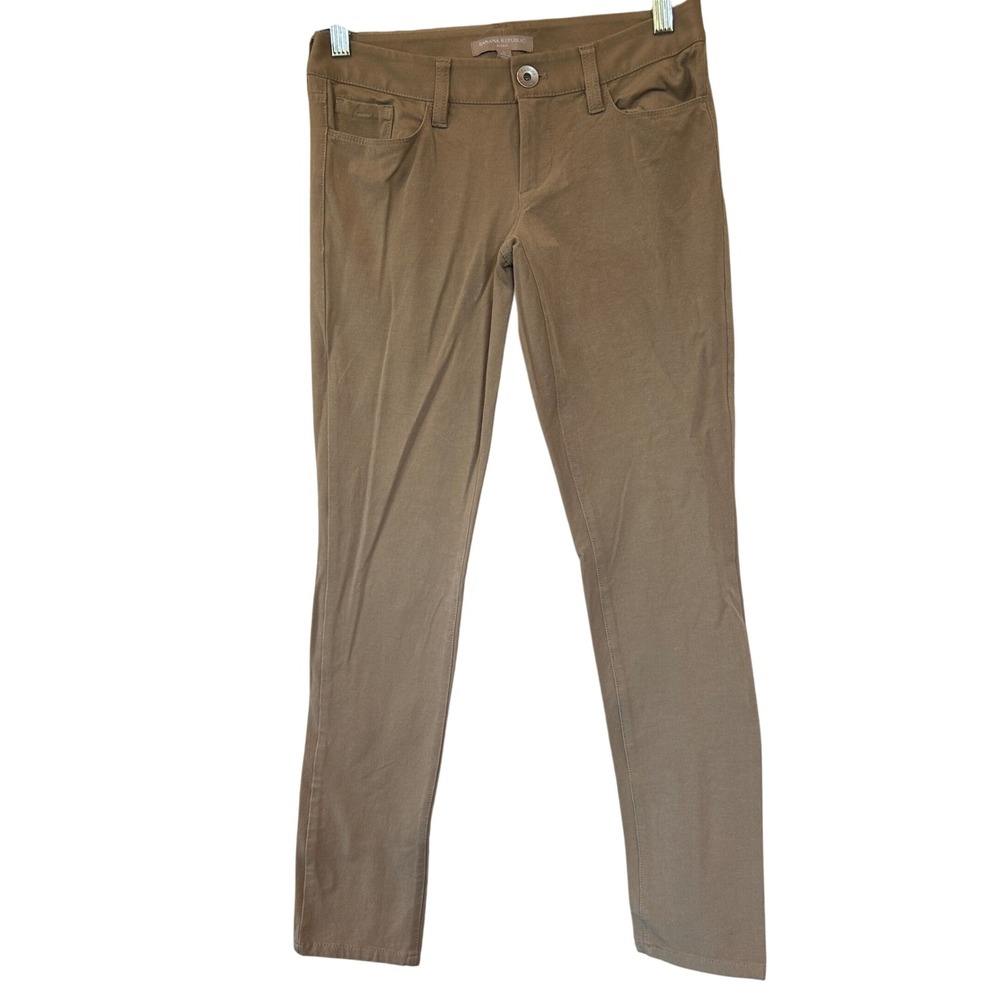 Banana Republic Sloan Skinny Fit Pants Womens 0 Tan Khaki Stretch Twill Trousers